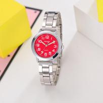 Children Digital Quartz Watch For Kids Stainless Steel Band Gift For Boys And Girls raudona