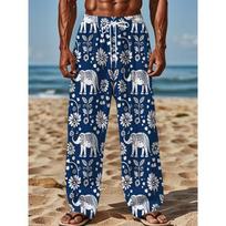 Men's 3D Dragon Printed Baggy Casual Trousers,  Elastic Drawstring Waist with Pockets, for Spring Summer Home Outdoor Vacation 6XL