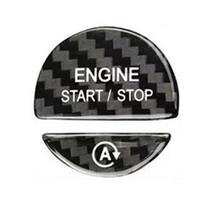 Car Start Button Sticker Trim with Carbon Fiber Look Finish, Adhesive Cover for Interior Button Area Daily Use