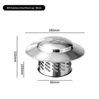 Stainless Steel Vent Exhaust Cap Multisize Chimney Duct Cover 80/110/160/200mm for Bathroom Kitchen Ventilation 80MM