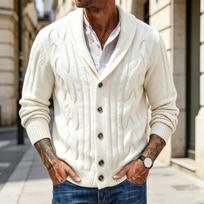 Men's V-Neck Button Cardigan Sweater Long Sleeve Knit Top for Fall Winter L balta