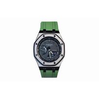CASIO Vyriškas skystųjų kristalų/analoginis dvigubo ekrano serijos 44 mm juodas laikrodis GA-2100-1A1(Žiūrėti 3--) Black Steel Green gray