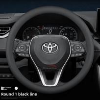Odinis automobilio vairo užvalkalas, skirtas Toyota CHR Camry Corolla Yaris Cross Rav4 Sienna Crown   2024 2025 2026 Priedai Round Black Line A black