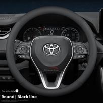 Odinis automobilio vairo užvalkalas, skirtas Toyota CHR Camry Corolla Yaris Cross Rav4 Sienna Crown   2024 2025 2026 Priedai Round black line B