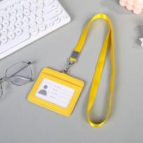 Pu Leather Id Badge Card Holder With Neck Lanyard Vertical Horizontal Work Name Tag Sleeve For Office Employee School A10