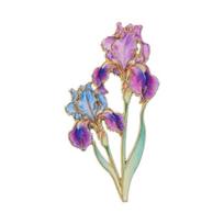 Floral Badges Dragon Peacock UV Printing Pin Hydrangea Peony Rose Daisy Lily of the Valley Iris Brooch Nature Accessories gray