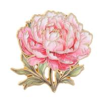 Floral Badges Dragon Peacock UV Printing Pin Hydrangea Peony Rose Daisy Lily of the Valley Iris Brooch Nature Accessories white