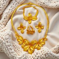 Classic 24K Gold Plated Alloy Jewelry Sets for Wedding Jewelry Nigerian Dubai Bridal Party or Gifts Necklaces for Women Set auksas