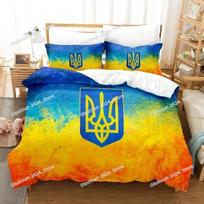 3D Spausdintas Ukrainos Vėliava UKRAINA Lovos Patalynės Komplektas Antklodės Užvalkalas Lovos Komplektas Antklodės Užvalkalas Pagalvės Užvalkalas Apklotas Karališko Dydžio Karalienės Dydžio Berniukams Suaugusiems EU Single 135*200cm/53x79in 3pcs