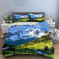 Mountain Landscape Nature Decor Set  Bedding Set with 1 Duvet Cover 2 Pillowcases Single Double King Queen, Gift EU Twin 135X200cm&set gray
