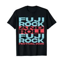 FUJI ROCK FESTIVAL 2026 Official Goods FUJI ROCK AND ROLL Amazon Limited Edition Black T-Shirt, Music Festival Short Sleeve Tee blue