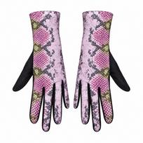 Snake Print Winter Gloves Python Pattern Full Finger Gloves Elegant Fleece-Lined Gloves  For Women B gray