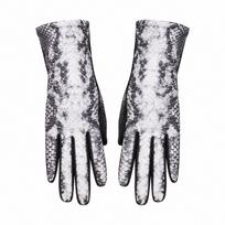 Snake Print Winter Gloves Python Pattern Full Finger Gloves Elegant Fleece-Lined Gloves  For Women C gray