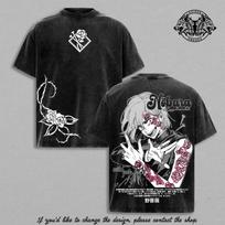 Nobara Kugisaki Jujutsu Kaisen Rose Graphic Vintage Washed Oversized T Shirt S black