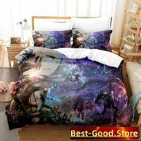 3D Print ARK Genesis Game Bedding Set Duvet Cover Sheet Printed Bed Set Pillowcase Bed Full Queen King Size Comforter Bedroom 70x133cm 2pcs gray