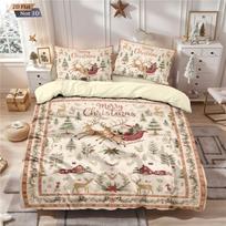 3pcs Santa Claus printed coreless bedding set, multi size bedroom dormitory duvet covers, soft and machine washable decoration 173x229cm-US-Twin&set