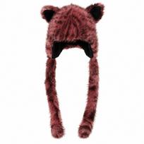 Storas pliušinis leopardo rašto kepurė su ausimis, žieminė pūkuota kepurė moterims gray