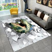 3D vizualinės iliuzijos dinozaurų kilimas, kilimas namų svetainei, miegamajam, sofai, žaidimų kambariui, durų kilimėlis, dekoras, neslystantys kilimėliai vaikams 40cm x 60cm black