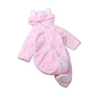 Hooded Baby Jumpsuits Long Sleeve Newborn Onesie Cartoon Infant Rompers  Pajamas rožinė