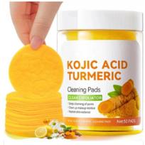 2pc Kojic Acid Turmeric Facial Cleansing Pads, Gentle Exfoliating Cotton Pads for Daily Facial Skin Care 2pc white