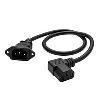 Rack Cabinet Power Extension Cable, C14 to C13 Panel Mount Inlet, 60 cm Cord for Fixed Power Access Routing Use