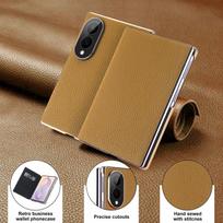 Leather Case Z Fold8 Magnetic Card Holder Gold Plated Edge Shockproof Samsung Galaxy Z Fold8 aukso rudos spalvos