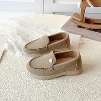 Kids British Style Soft Sole Casual Velcro Moccasin Shoes For Boys Girls 33 beige