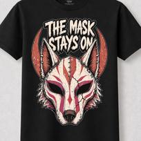 Therian Wolf Shirt The Mask Stays On, Moonlit Animal Mask Graphic, Otherkin Gift, Unhinged Teen Wolf Tee M brown