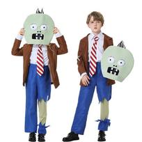 Plants vs Zombies Cosplay Costume, Halloween Horror Zombie Character Performance Outfit for Kids & Adults XL brown
