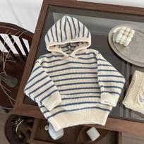 Baby Onesie Autumn And Winter Clothes Men And Women Baby Striped Sweater Warm Climbing Clothes Newborn Knitted Fart Coat 100 gray
