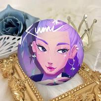 Cartoon Movie K-Pop Demon Hunters Button Pin Handmade Brooch for Clothes Cartoon Badge Backpack Decoration Jewelry Accessories 32x32 mm purple
