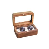 Dvigubos vietos juodojo riešuto rankogalių sagų dėžutė su atidaromu langeliu Papuošalų žiedų laikiklis Medinė žiedų dėžutė Pora white cuff link box