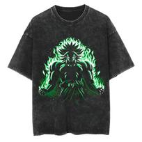 Broly Full Power T Shirt Dragon Ball Z Anime Men Vintage Acid Wash Oversized Cotton Streetwear Green Flame Graphic Tees 2026 S black