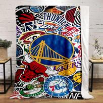 NBA Team Logos Collage Design Blanket Flannel blanket for bedroom, living room, sofa, and nap sofas. 150x200cm(59*78in)