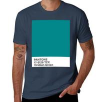Pantone 175126 Tcx Viridian Green Tshirt Lightweight Print Tshirt XL blue