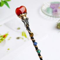 Crystal Ball Fairy Stick Halloween Prop Magic Scepter Handcrafted Crystal Magic Wand  Holiday Gift Heart red