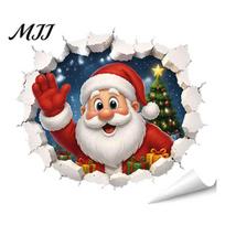 Seasonal Wall Murals 3D Christmas Stickers, Self?Adhesive PVC Decals, Reindeer Santa Festive Home Decoration Gingerbread Snowman Xmas Decor A
