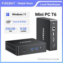 Firebat T6 Mini PC  Intel Core i3-8109U 8GB LPDDR3 256GB M.2 SATA SSD Dual 4K Display (HDMI + DP) Dual Band WiFi BT 4.2 Gigabit LAN 8GB RAM 256GB SSD black