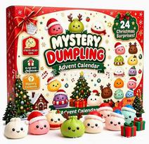 24 dienos Kalėdų atgalinės atskaitos advento kalendorius Fidget žaislas Squishy bandelė Streso mažinimo aklas dėžutės kalendorius SN02：26.5*18.3*3.2，380G