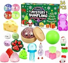 24 dienos Kalėdų atgalinės atskaitos advento kalendorius Fidget žaislas Squishy bandelė Streso mažinimo aklas dėžutės kalendorius ST-82:34*26.6*6.5,1250G