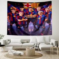 Custom Name FC Barcelona Print Tapestry, Backdrop, Easy Setup, Ideal for Bedroom, Office & Living Room, with Aesthetic Wall Hanging Decor. 130cmx150cm