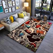 Graffiti Style Funky Carpet Design suitable as a non-slip mat for the living room or bedroom sofa 80x120cm( 31x47in)