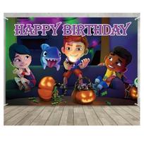 315. Sharkdog Happy Birthday Sign 5 x 3 Banner Party Supplies Halloween Backdrop 47.2x31.5inch/120*80cm purple