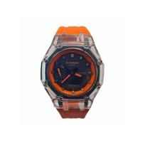 CASIO Vyriškas Juodas Laikrodis su Skystųjų Kristalų/Analoginiu Dvigubu Ekranu GA-2100-1A1(Žiūrėti 3--) Glacier Orange Regular Watch Box black