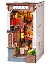 ROBOTIME 3D Puzzle Book Nook Kit 3D Wood Japanese Style Izakaya Miniature Dollhouse Miniature Handmade Assembly Bookshelf LED Easy Assembly for