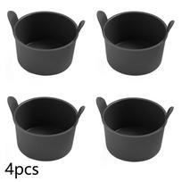 4Pcs Ramekins For Air Fryer Silicone Muffin Cases Nonstick Egg Poacher Silicone Mould Bakeware Easy Release Baking A2 black