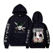 New One Piece Zoro Anime Printed Hoodie Sweatshirt Men's and Women's Hoodie Men's Tops Sports Hoodie Harajuku Y2K Hoodie L black