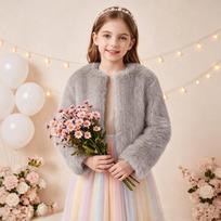 Girls' Winter Coat, Warm Outerwear for Cold 110 šviesiai pilka spalva