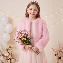Girls' Winter Coat, Warm Outerwear for Cold 130 šviesiai rausvos spalvos