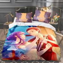 Anime Frieren Printed Bed Set Duvet Cover Pillowcase Bedding Set Bed Linen Sheet Quilt Cover Full Queen King Size EU Double 200x200cm
